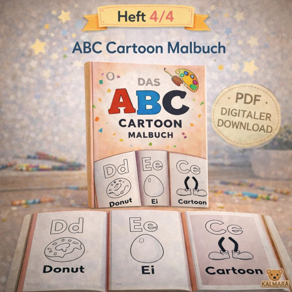 Kinder Lernpaket – Schreiben, Rechnen, ABC & Ausmalen | 4 PDF-Hefte Vorschule zum Ausdrucken
